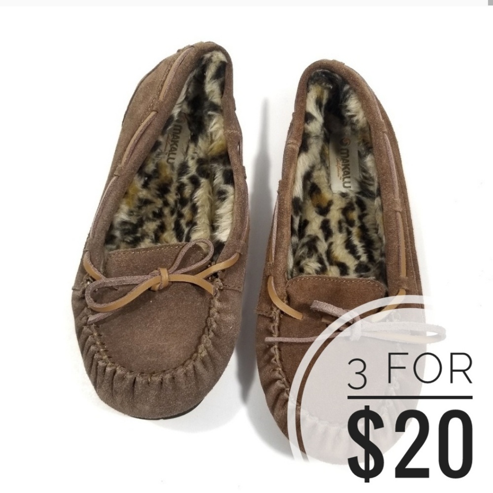 Makalu Leopard Fur Lined Moccasins/ 6.5